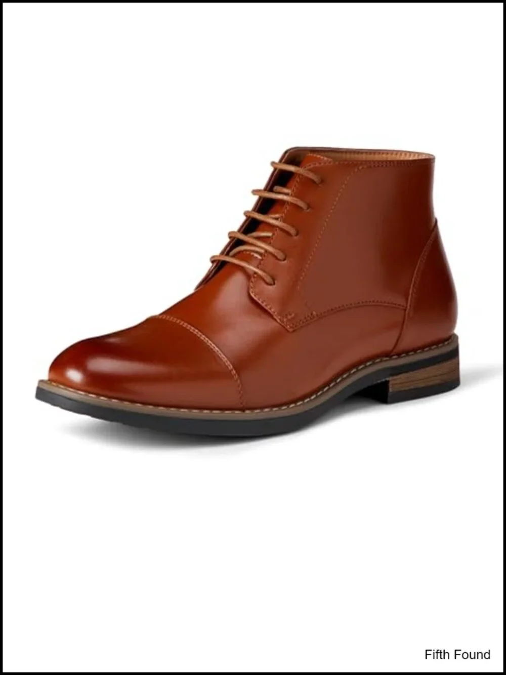 Cap Toe Lace Up Ankle Dress Boots Faux Leather